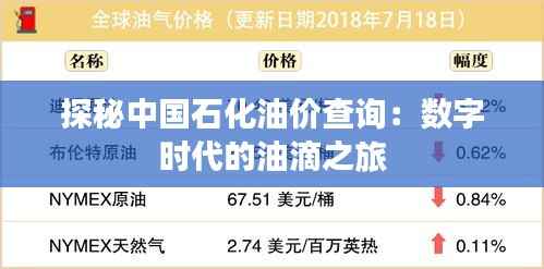 探秘中国石化油价查询:数字时代的油滴之旅