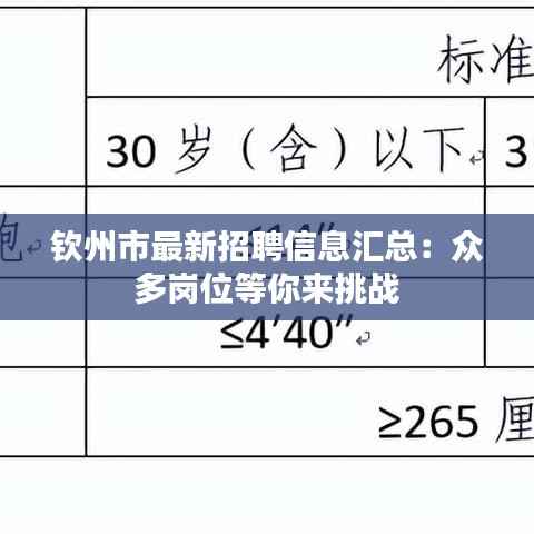 钦州市最新招聘信息汇总:众多岗位等你来挑战